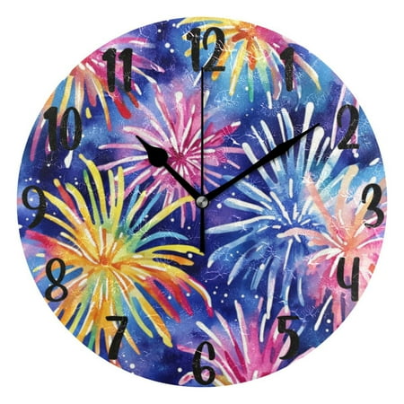 10 Quartz Indoor Wall Clock, Silent Mechanism Clock Colorful Fireworks