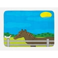 thumbnail image 1 of Pony Bath Mat, Little Horse and Chicken Cartoon in a Farm Behind the Fence Daytime, Plush Bathroom Decor Mat with Non Slip Backing, 29.5" X 17.5", Sky Blue Taupe, by Ambesonne, 1 of 2