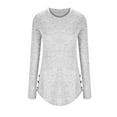 thumbnail image 6 of gakvbuo Plus Size Pullover Sweaters For Women Long Sleeve Sweatshirts Fall Tunic Tops Women Casual Long Sleeve Solid Shirts Lightweight Round Neck Button Down Tunic Tops, 6 of 8