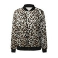 thumbnail image 4 of Luwomo Womens Jackets Lightweight Zip Up Leopard Print Coat Stand Collar Outwear Regular Blouses Brown,M, 4 of 7