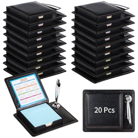 20 PCS Appreciation Gifts Sticky Note Holder Set, PU Leather Memo & Pen Holder with Gold Foil Embossing, Thank You Gifts for Coworker Employees Teacher Nurse Office Desk Organizer