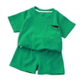thumbnail image 4 of LIIPEE Summer Outfits For Boys Athleisure Solid Color Ribbed Short Sleeve Tees And Shorts 2 Piece Set Kids Cute Comfortable Breathable Lightweight Outfit Sets,18-24 Months, 4 of 5