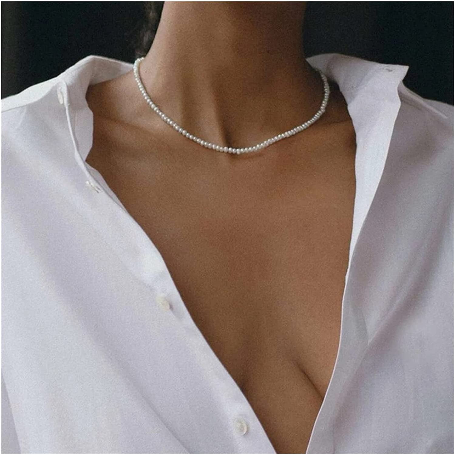 imitation pearl choker necklace