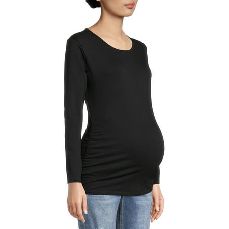 

Oh! Mamma Maternity Long Sleeve Side Ruched T-Shirt with Scoop Neck (Women s & Women s Plus)