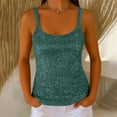 thumbnail image 7 of Felirenzacia Women's Slim Fit Scoop Neck Sequin Tank Top, Wide Strap Sleeveless Tube Top, Green,S, 7 of 7