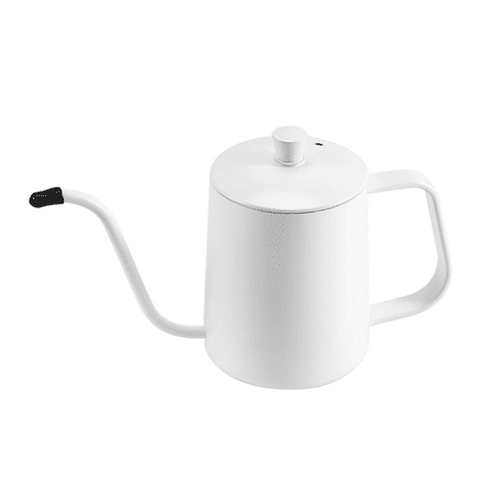 

Drip Kettle Coffee Tea Pot Non-Stick Coating Gooseneck Drip Thin Mouth Pour over Coffee Maker Coffee Tool White