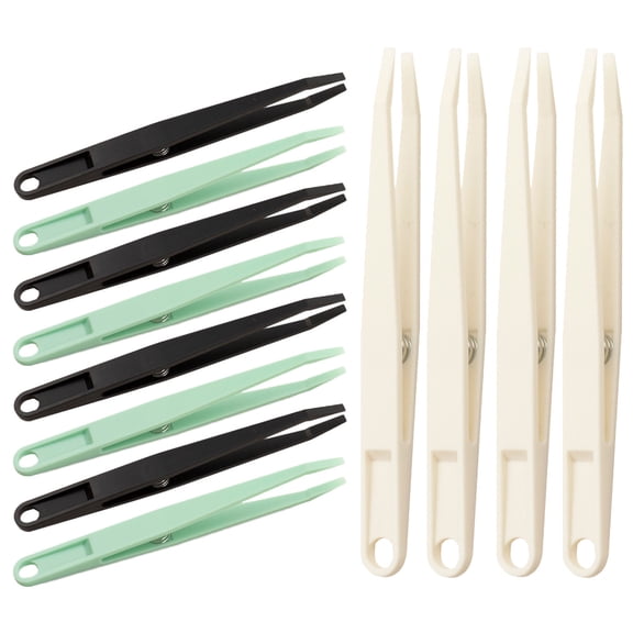 WESIEVYA 12Pcs Multifunctional ABS Craft Tweezers for DIY Use with Ergonomic Non Slip Grip