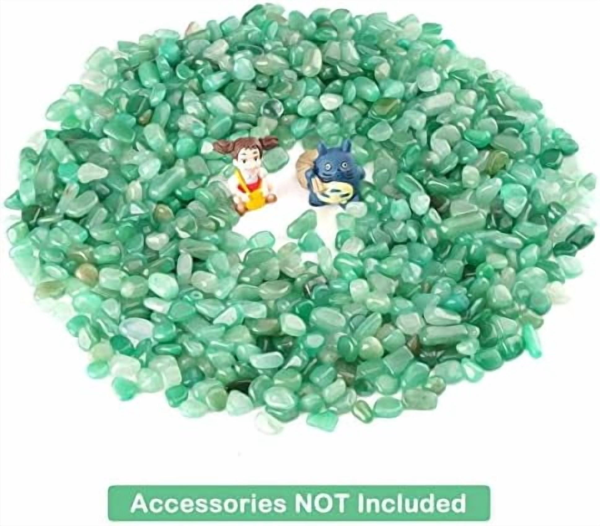 Decorative Rock Stones, 2 Lbs/920g Irregular Green Crystal Pebbles Quartz Gravel for Aquarium Turtle Tank Decoration/Succulent Plant Landscape/Flowerpot Vase Ornament