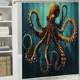 thumbnail image 6 of PRATYUS Gold Octopus Shower Curtain Navy Nautical Sea Kraken Vintage Octopus Tentacles Ocean Animal Marine Life Adventure Cool Fabric Decor Bathroom Curtain Set with Hooks 60x72, 6 of 7