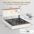 thumbnail image 3 of Farmhouse Full Size Bed Frame with Bookcase Headboard, Wood Platform Bed with LED Lights & 4 Drawers, No Box Spring Needed, White, 3 of 8