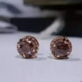 thumbnail image 2 of beryl_creation 1.70 Ct Round Cut Brown Diamond Halo Push Back Stud Earring's 14K Rose Gold Plated 925 Sterling Silver For Women's, 2 of 4