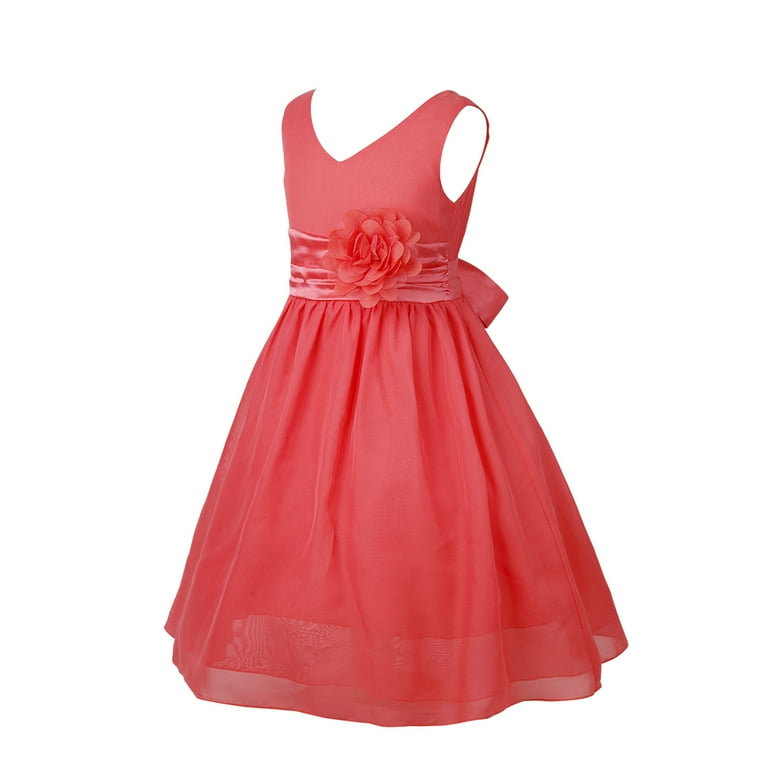 Sinleey Kids Girls Sleeveless Chiffon Wedding Bridesmaid Dresses Formal  Party Dance Proms Ball Gown Watermelon 4