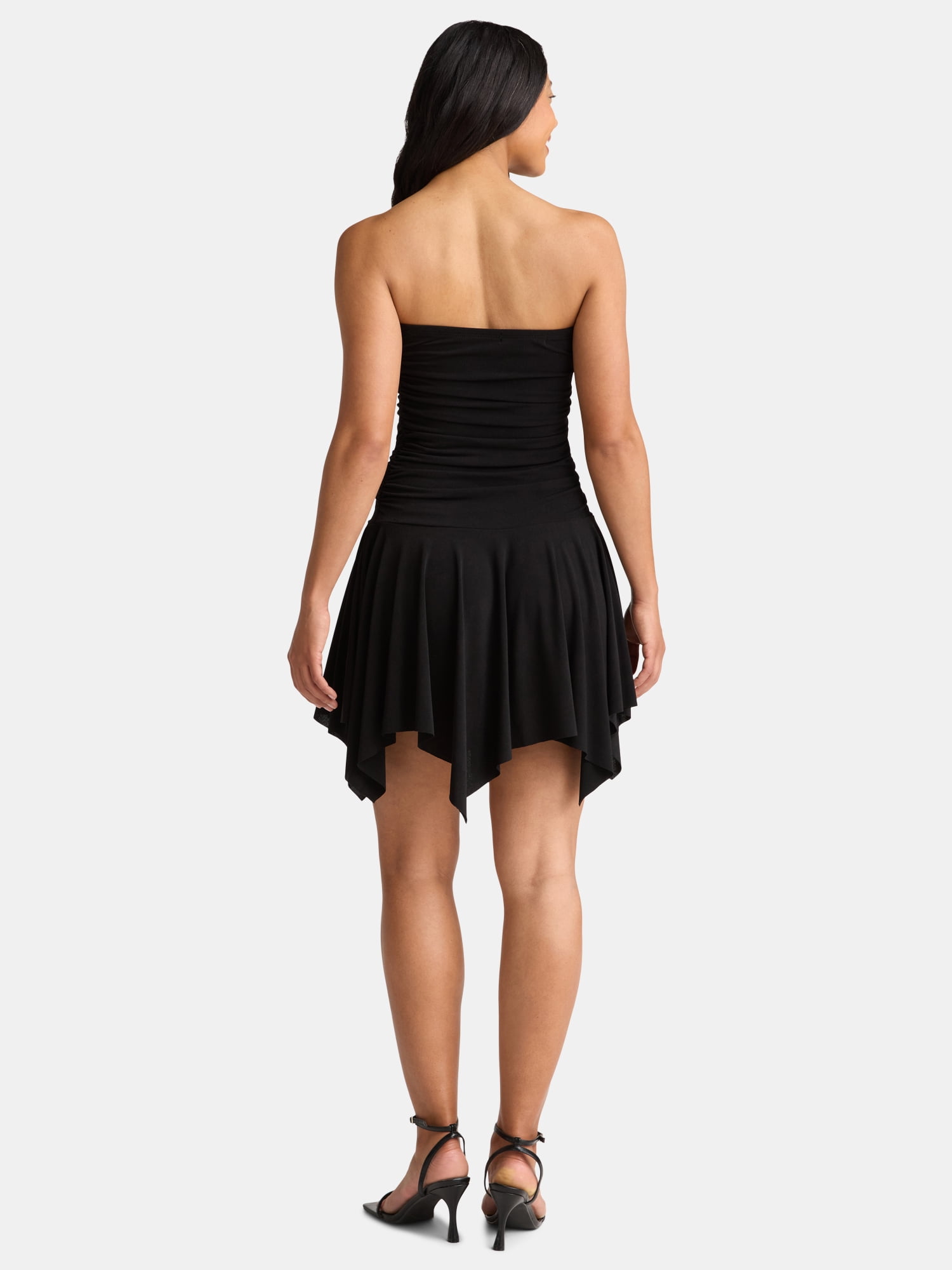 Madden NYC Women's Ruched Strapless Handkerchief Mini Dress, Sizes XXS-XXL