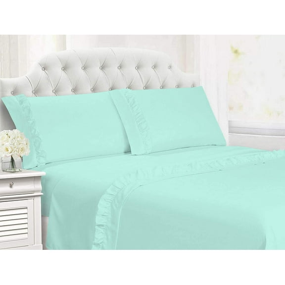 Alive Pixels Fitted Sheet Aqua Blue Solid 100% Cotton 1-Pc 15" inch Pocket 1000TC