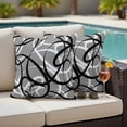 thumbnail image 4 of Grey Geometric Outdoor Waterproof Pillow Covers, Retro Black White Abstract Striped Lines Decorative Square Throw Pillowcase Sofa Cushion Sham for Patio/Couch/Chair, 20"x20" 2 Pack, 4 of 8