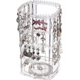 thumbnail image 1 of XINQIHANG 360 Rotating Earring Holder Organizer Clear Jewelry Displays Dangle Earinging Rack Necklace Bracelet Carousel Tree Towers,4 Tier Hanging Earring Display Stands For Selling,Pack of 1, 1 of 7