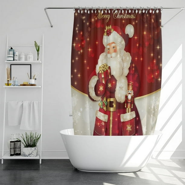 Xihbxyly Cortina de Ducha Navideña con Diseño de Muñeco de Nieve, Tela Impermeable de Primera Calidad, Diseño a Cuadros Festivos, Decoración para El Baño, Fácil Instalación, Tamaño 72 X 72 Pulgadas