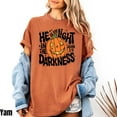 thumbnail image 4 of Christian Halloween T-Shirt – “He Is the Light in the Darkness” Bible Verse Tee for Believers & Faith Groups, 4 of 6