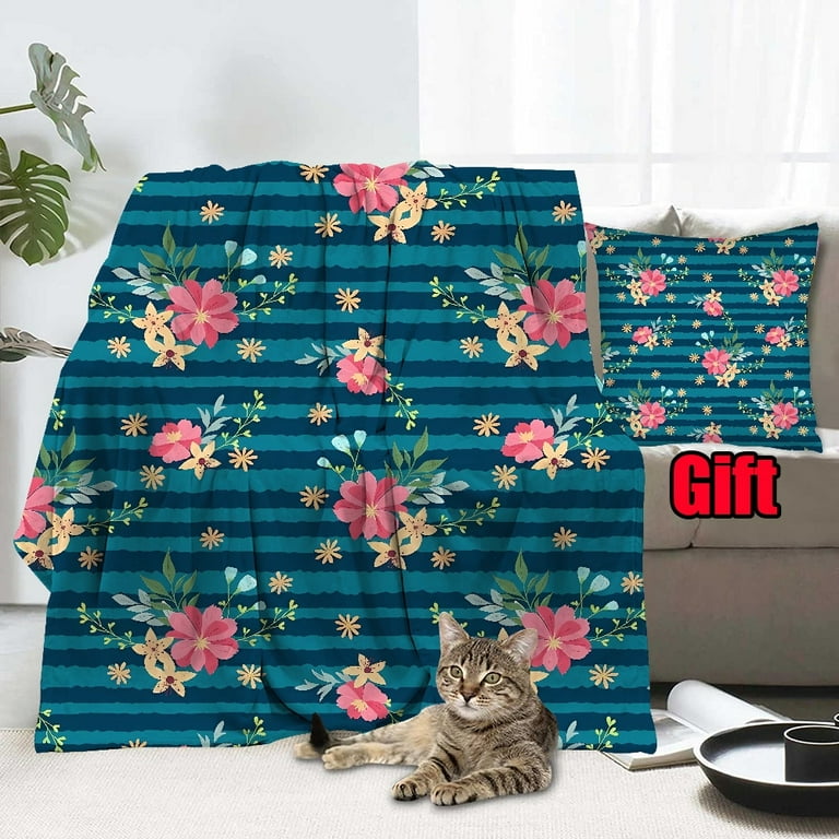 Vintage Floral Blanket With Pillowcases For Office Bed Sofa