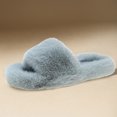 thumbnail image 1 of Zapatillas de mujer con suela antideslizante, zapatos deslizantes con forro de piel sintética, puntera abierta y peluda, 1 of 6