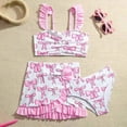 thumbnail image 2 of Gubotare Toddler Swim Suit Girl Girls Swimsuit 3 Piece Bathing Suit Criss Cross Bikini Set Girls' Swimwear with Shorts3T 4T (Pink,3-4 Years), 2 of 8