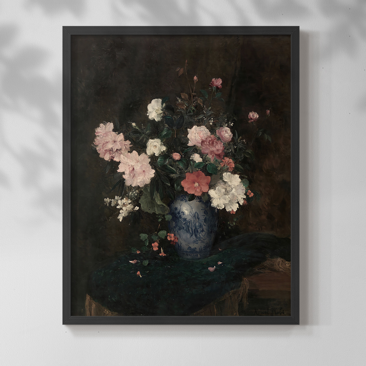 Vintage Floral Print LIII - 14in. x 11in. Vintage Framed Print in Black Wood Frame