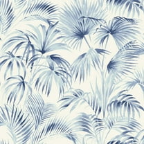 Chesapeake Manaus Blue Palm Frond Wallpaper