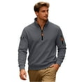 thumbnail image 2 of Wutalume Men's Fleece Round Neck Pullover, Solid Color Stand Collar Hoodie Style Top, Warm Casual Sweatshirt for Fall Winter and Lounging,Dark Gray 3XL, 2 of 6