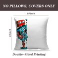 thumbnail image 2 of LALILO Throw Pillow Covers Retro Robot With Banner Robot Retro Cushion Cover 18" x 18", 2 Pack, 2 of 6