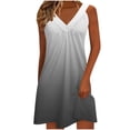 thumbnail image 2 of Women's Casual V-Neck Pleated Long Sleeve Stretch Dress with All-Over Print, 2 of 6