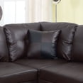 thumbnail image 3 of 3 Pc Sectional Sofa Set, (Brown) Faux Leather Right -Facing Chaise With Free Storage Ottoman, 3 of 6