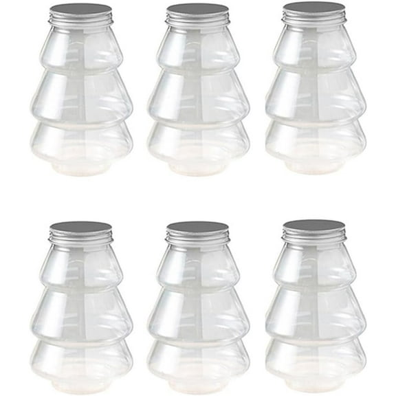 6PCS Clear Plastic Candy Boxes Christmas Tree Shaped Sweet Jar Christmas Favor Boxes Chocolate Treat Party Favor Jar Container Holders for Christmas Party Decorations