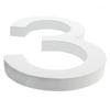 Arial Font White Painted MDF Wood Number 3 (Three) 6 Inches