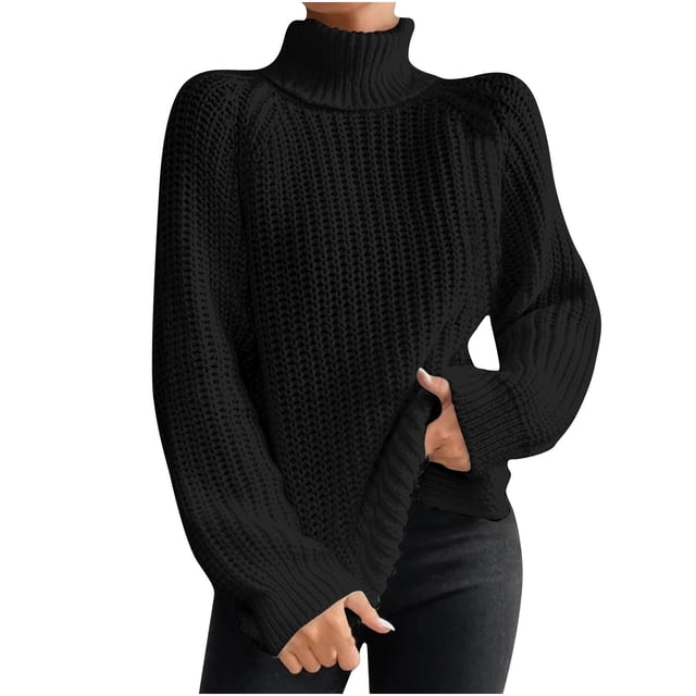 Yuyuzo Chandail d'Automne et d'Hiver pour Femmes, Col Roulé Uni, Tricot Torsadé, Manches Longues, Chandails, Hauts à Enfiler