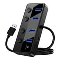 thumbnail image 1 of Hub USB Qeefun USB 3.0 de 4 puertos con interruptores de alimentación LED individuales, 1 of 9