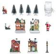 thumbnail image 2 of Christmas Village Set with LED Lighted Houses and Figurines, Indoor Room Decor Collectible Buildings (Requires 2 AA Batteries),Blue, 2 of 6