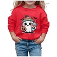 thumbnail image 1 of HNMKIU Chandail en Molleton de Mode pour Filles, Imprimé Mignon d'Halloween, Col Rond, Manches Longues, Chandail Décontracté pour Enfants Rouge, 4-5 Ans, 1 of 4