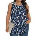 thumbnail image 1 of Miqool Womens Plus Size Tank Tops Floral Print Sleeveless Ruched Shirt Loose Fit Tunic Tops, 1 of 6