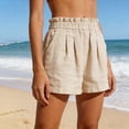 thumbnail image 5 of cocolona Womens Summer Casual Pleated Beach Shorts Solid Color Ruffled Elastic Waist Wide Leg Shorts with Pocket, 5 of 5