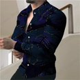 thumbnail image 1 of Camisas hawaianas de manga larga con estampado 3D de líneas doradas, camisa de moda para hombre, camisa de playa con cuello vuelto, blusa social, camisa 5XL, 1 of 6