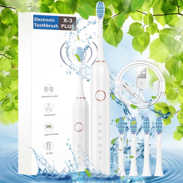 Electric Toothbrush for Adults with 4 Brush Heads, 6 Cleaning Modes, Rechargeable Toothbrushes Fast Charge 8 Hours Last 60 Days, Water Proofing IPX7 Water Proofing Electric Toothbrush
