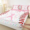 thumbnail image 5 of Erosebridal Pink Dripping Baseball Stitch & Batter Silhouette Graphic Queen Sheet Sets 4 Pieces, Sport Graphic Bed Set for Girls Kids,Breathable Home Decor, 5 of 5