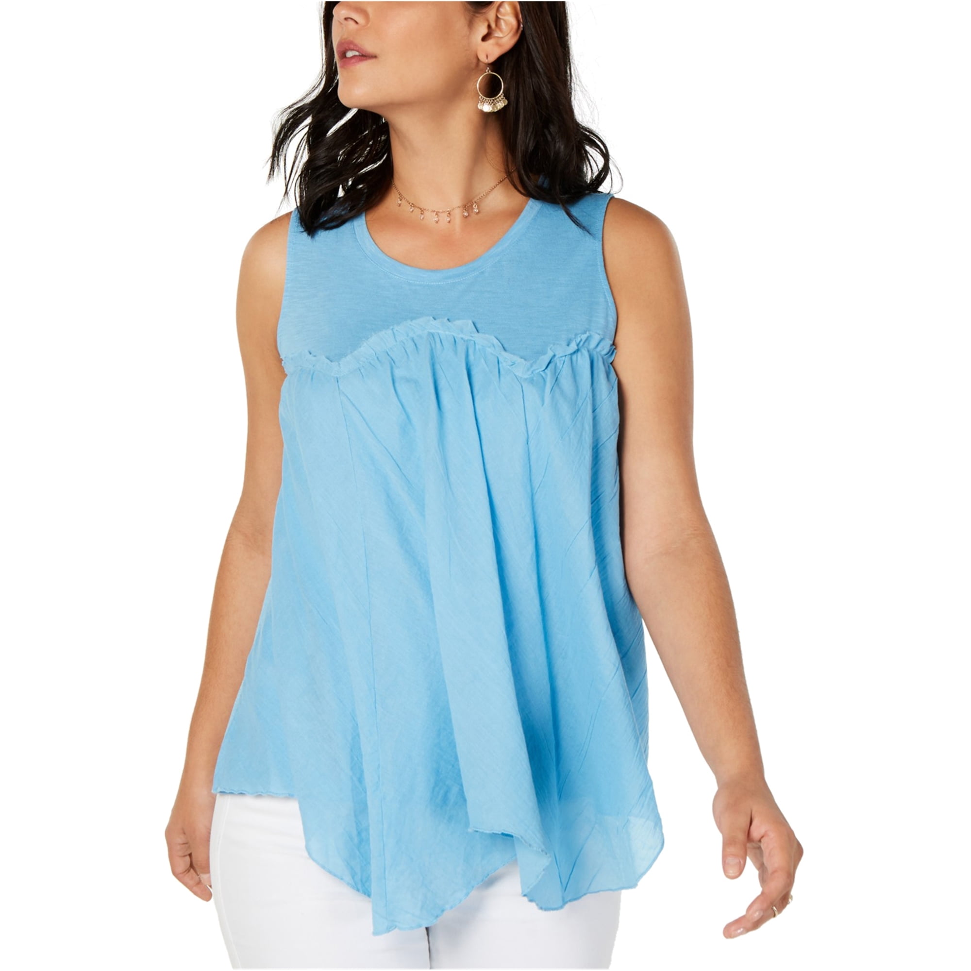 Style & Co. Style & Co. Womens Handkerchief Hem Baby Doll Blouse