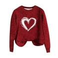 thumbnail image 6 of Iyufng Valentine's Day Sweaters Women Plus Size Love Heart Printed Long Sleeve Crew Neck Fall Winter Pullover Red,4XL, 6 of 6