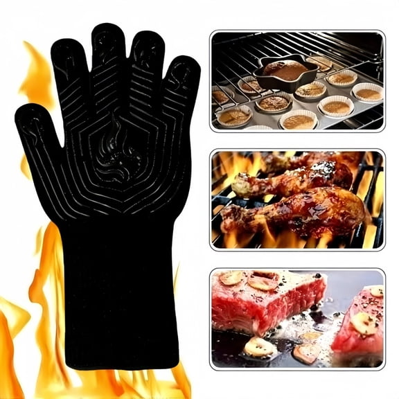 BBQ Gloves, high temperature resistance Grill Gloves, Non-Slip Silicone Oven Mitts Gloves Grilling Gloves for Kitchen, Applicable to Barbecue, Cooking, Baking, Frying Waiting for the place ﻿