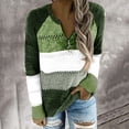 thumbnail image 2 of FAIWAD Long Sleeve Sweaters for Women Color Block Striped Plus Size Zip Knitted Pullover Tops, 2 of 6
