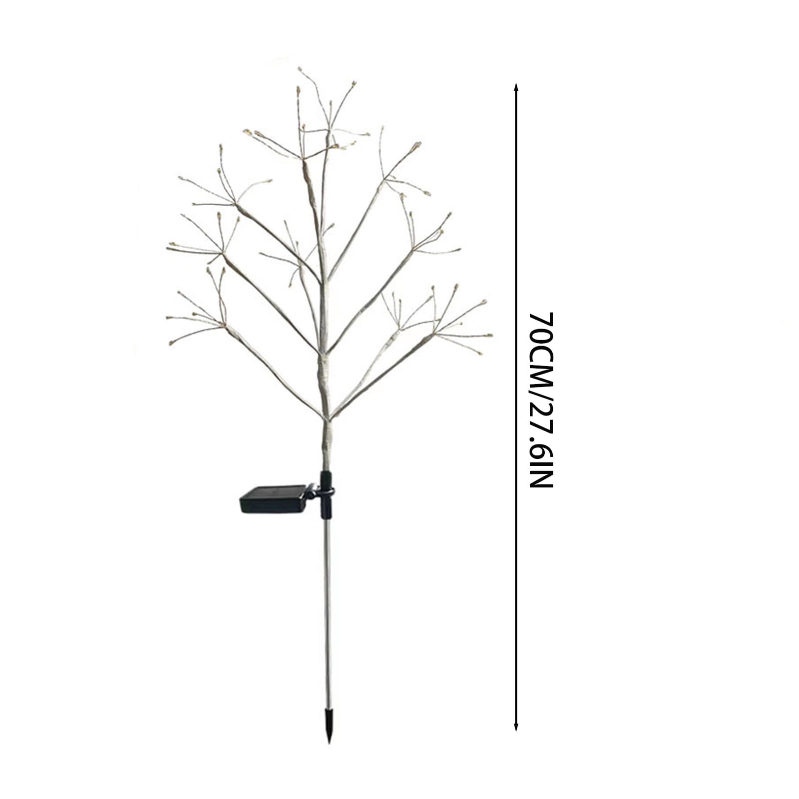 2pcs Solar Garden Christmas Lights, LED Copper Wire Tree Lights for Outdoor Decor, Solar-Powered String Lights for Courtyards, Festive Xmas Solar String Lights, 27.6in/70cm, White