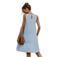 thumbnail image 2 of Nouvelle Robe Ligne A Unie pour Femmes Design Patchwork Col Rond Streetwear Sans Manches Taille Mi-Haute Décontractée Robe Mini Ample, 2 of 2