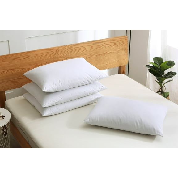 St. James Home 4 Pack Soft Cover Nano Feather Filled Bed Pillows, Jumbo Size