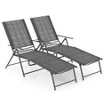 thumbnail image 4 of Costway Juego De 2 Tumbonas Para Exteriores, Reposeras Con Respaldo Y Reposapiés Ajustables, Reclinable Plegable Para Junto A La Piscina, Patio Trasero, Color Tostado/Negro/Gris, 4 of 4